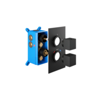 Black Twin Outlet Square Thermostatic Shower Valve