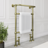 Brass and White Traditional Heated Towel Rail Radiator 952 x 659mm - Regent