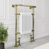 Brass and White Traditional Heated Towel Rail Radiator 952 x 659mm - Regent