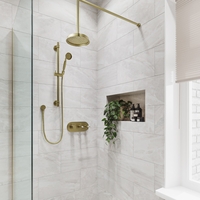 Brass Concealed Shower Mixer with Dual Control & Round Ceiling Mounted Head and Handset - Camden