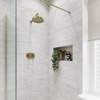 Brass Concealed Shower Mixer with Dual Control & Round Wall Mounted Head - Camden