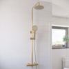 Brass Thermostatic Mixer Bar Shower with Round Overhead & Handset - Equate