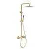 Brushed Brass Thermostatic Mixer Bar Shower with Round Overhead & Pencil Handset - Arissa