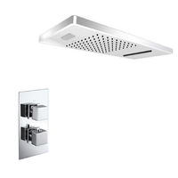 Chrome Concealed Shower Mixer with Dual Control & Rectangular Wall Mounted Head - Cube