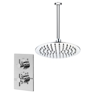 Chrome Concealed Shower Mixer with Dual Control & Slim Square Ceiling Mounted Head - EcoStyle