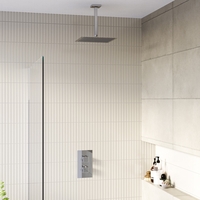 Chrome Concealed Shower Mixer with Dual Control & Square Ceiling Mounted Head - Cube