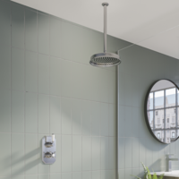 Chrome Concealed Traditional Shower Mixer with Dual Control & Round Ceiling Mounted Head - Cambridge