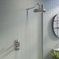 Chrome Concealed Traditional Shower Mixer with Dual Control & Round Wall Mounted Head - Cambridge