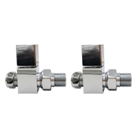 Chrome Square Straight Radiator Valves - For Pipework Which Comes From The Floor