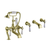 Gold Wall Mounted Bath Shower and Basin Tap Pack - Helston