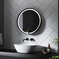 Round Black LED Bathroom Mirror with Demister 600mm - Sensio Dawn