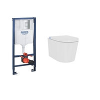 Wall Hung Smart Bidet Toilet Round with Grohe Cistern and Frame - Purificare