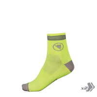 ENDURA Luminite Sock (Twin Pack): HiVizYellow - S-M