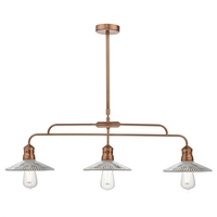 Dar Adeline 3 Light Bar Ceiling Pendant - Copper