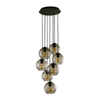 Edit Boule 7 Light Cascade Ceiling Pendant - Smoked Glass