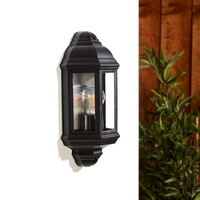 Edit Coastal Newquay Half Lantern Outdoor Wall Light - Black
