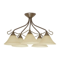 Edit Elizabeth 5 Arm Semi-Flush Ceiling Light - Gold