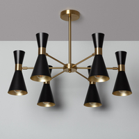 Edit Jigger 6 Light Multi Arm Semi Flush Ceiling Light - Black & Gold