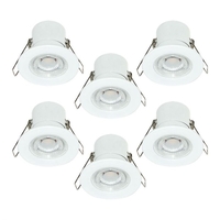 Luceco F-Eco 5W Warm White Dimmable LED Fire Rated Fixed Downlight - White - Pack of 6