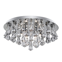 Searchlight Hanna Round Crystal Flush Ceiling Light - Chrome