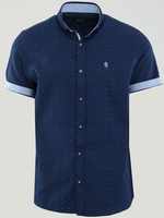Alex & Turner Navy Pattern Print Short Sleeve Shirt