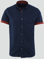 Alex & Turner Navy/Red Pattern Print Short Sleeve Shirt