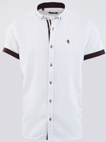 Alex & Turner White / Brown Pattern Print Short Sleeve Shirt