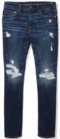 American Eagle Destroyed Dark Wash Airflex 360 Patched Move-Free Slim Jean