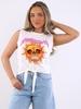 Amplified Vintage White Metallica Logo Print Sleeveless Tee