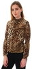 Animal Print Tie High Neck L/Sleeve Top