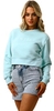Aqua Blue Ersa Cropped Sweat