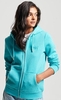 Aqua Shore Marl Vintage Logo Embroidered Zip Hoodie
