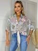 Ax Paris Multi Paisley Printed Tie Waist Crop Co-Ord Shirt