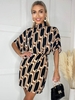 Ax Paris Multi Printed Geometric High Neck Mini Dress