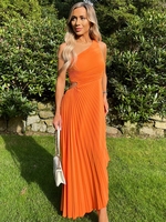 Ax Paris Orange Asymetrical One Shoulder Dress