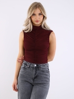 Ax Paris Plum Sleeveless Ruched Bodysuit