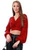 Ax Paris Red Animal Printed Front Knot Crop Top