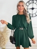 Ax Paris Teal Long Sleeve Belted Skater Dress