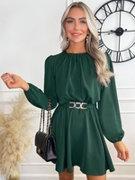 Ax Paris Teal Long Sleeve Belted Skater Dress