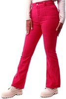 Barbie Pink High Waisted Flared Corduroy Trousers