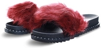 Burgundy / Black Faux Fur Slider
