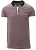 Burgundy Birdseye Contrast Trim Quarter Zip Short Sleeve Polo Shirt
