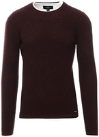 Burgundy Black Twist Dolan Crew Neck Jumper