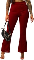 Burgundy Ribbed Flared Trousers