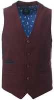 Burgundy Waistcoat With Contrast Details