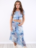 Daisy Street Blue Floral Print Midi Co-Ord Skirt