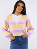 Sunshine Soul Pastel Block Stripe Knit Cardigan