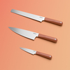 Ciarra Beyond Trio Knife Set with Gift Box,  with Chef Knife,  Serrated Bread Knife and Utility Knife,  High Carbon Stainless Steel with Ergonomic Handle Orange