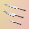 Ciarra Beyond Trio Knife Set with Gift Box,  with Chef Knife,  Serrated Bread Knife and Utility or Paring Knife,  High Carbon Stainless Steel with Ergonomic Handle Pink