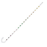 Colourful Rainbow Jewelled Sterling Silver Chain Bracelet,  Silver